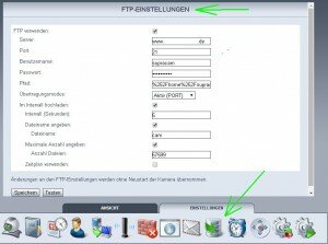 FTP Einstellungen für die Maginon IP CAM